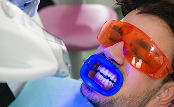 Man having teeth whitening treatment
